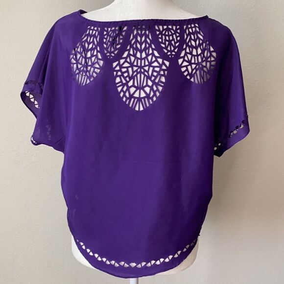 Guess Purple Cut Out Blouse XS - Picture 3 of 7